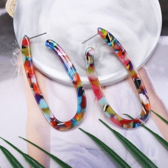 Acrylic Confetti BaubleBar Earrings 🎊 - Picture 2 of 3